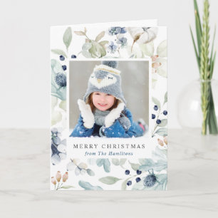 Cartes Pour Fêtes Annuelles Botanique de vacances d'hiver avec photo de famill