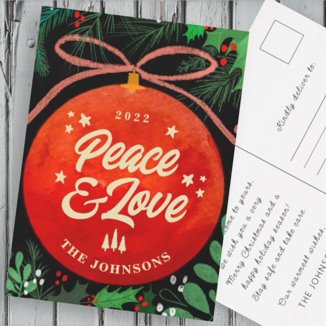 Cartes Pour Fêtes Annuelles Botanique moderne rouge boule de Noël (Créateur téléchargé)