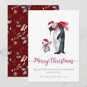 Cartes Pour Fêtes Annuelles Botanique simple moderne de pingouin de Noël