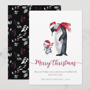 Cartes Pour Fêtes Annuelles Botanique simple moderne de pingouin de Noël