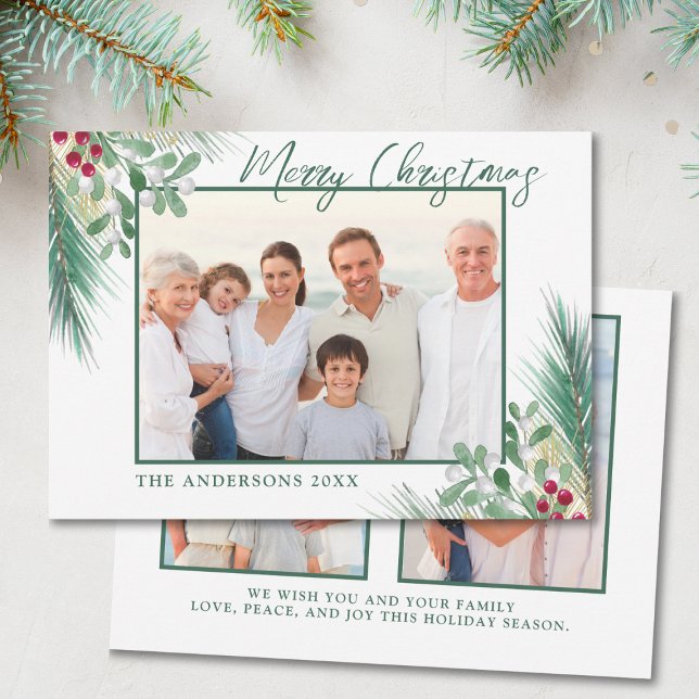 Cartes Pour Fêtes Annuelles Botaniques d'hiver 3 Photos Noël (Créateur téléchargé)