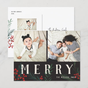 Cartes Pour Fêtes Annuelles Botaniques typographiques 2 Photo Joyeux