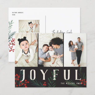 Cartes Pour Fêtes Annuelles Botaniques typographiques 3 Photo Joyeux
