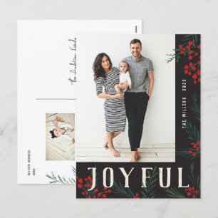 Cartes Pour Fêtes Annuelles Botaniques typographiques Photo Joyeux