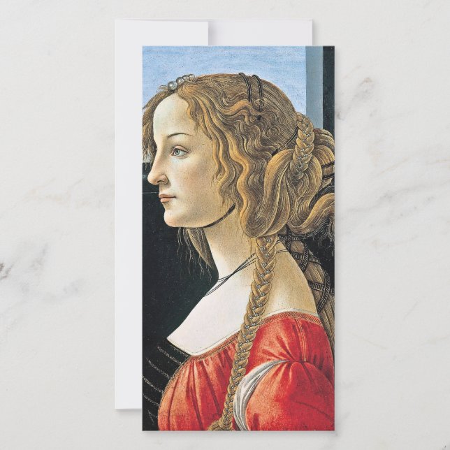 Cartes Pour Fêtes Annuelles Botticelli - Portrait De Simonetta Vespucci (Devant)
