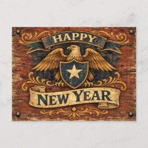 Cartes Pour Fêtes Annuelles Bouclier d'aigle Rustique Americana Nouvel An
