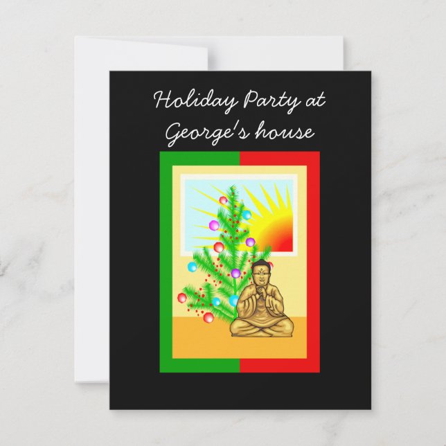 Cartes Pour Fêtes Annuelles Bouddha de Noël avec arbre ! (Devant)