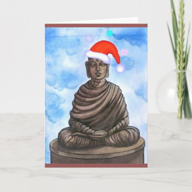 Cartes Pour Fêtes Annuelles Bouddhisme - Bouddha - Joyeux Casquette de Noël (Devant)