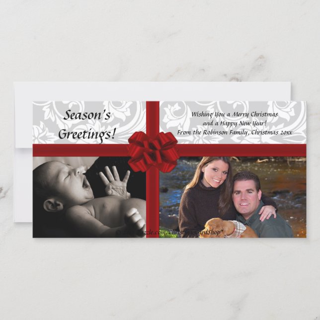 Cartes Pour Fêtes Annuelles Boue-Cadeaux Faux, Photocard de Noël 2 photos (Devant)