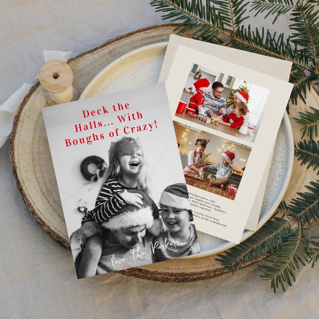 Cartes Pour Fêtes Annuelles Boughs de fou | Funny 3 Photo Noël (Créateur téléchargé)