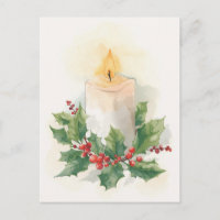 Bougie aquarelle chaude et houx
