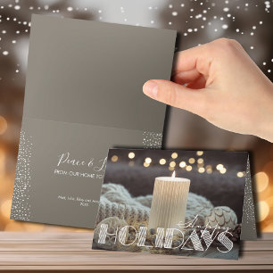 Cartes Pour Fêtes Annuelles Bougie Blanche Cosy Noël Plié Joyeux