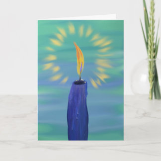 Cartes Pour Fêtes Annuelles bougie bleue sur tableau arrière - plan turquoise