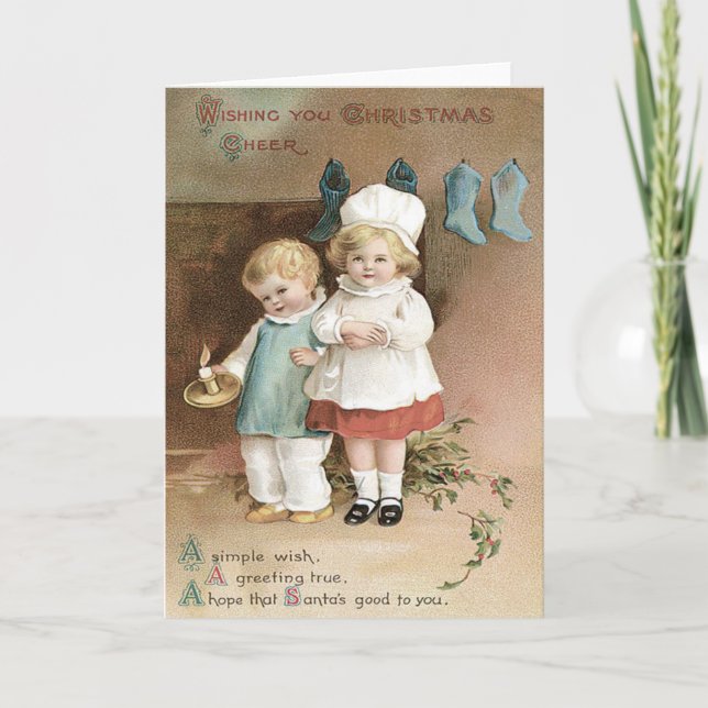 Cartes Pour Fêtes Annuelles Bougie de houx de bas d'enfants (Devant)
