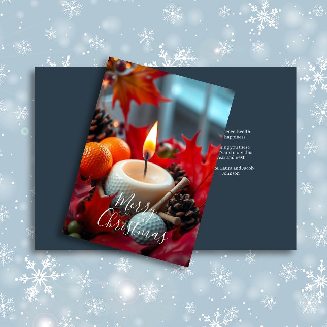 Cartes Pour Fêtes Annuelles Bougie de Noël de golf ・ Marine Bleue (Créateur téléchargé)