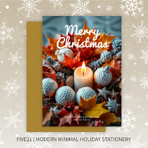 Cartes Pour Fêtes Annuelles Bougie de Noël de golf ・ Or