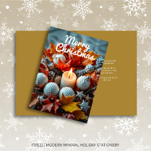 Cartes Pour Fêtes Annuelles Bougie de Noël de golf ・ Or