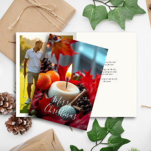 Cartes Pour Fêtes Annuelles Bougie de Noël de golf ・ Photo de famille