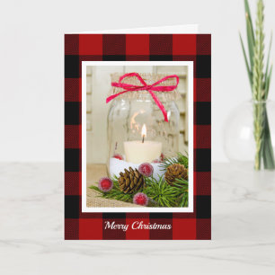 Cartes Pour Fêtes Annuelles Bougie de Noël Mason Jar sur plaid