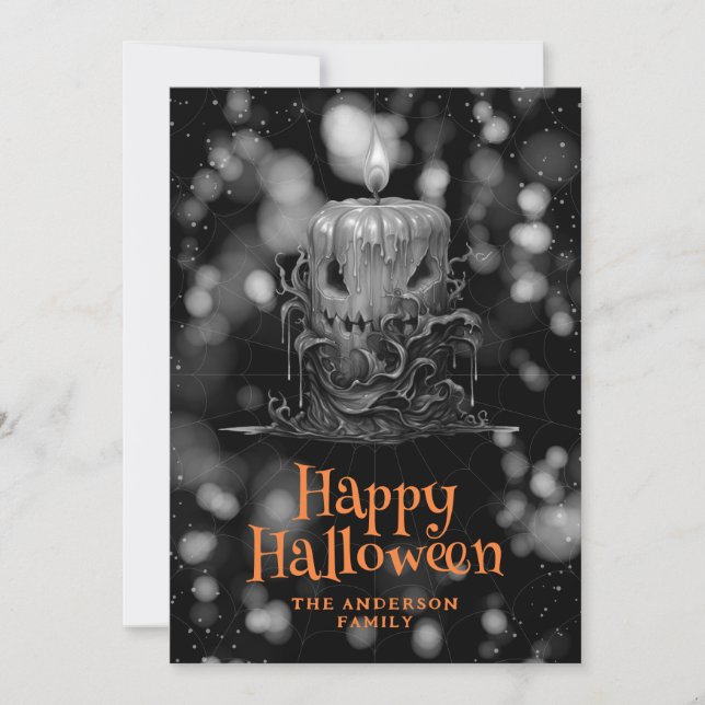 Cartes Pour Fêtes Annuelles Bougie déplaisante d'Halloween (Devant)