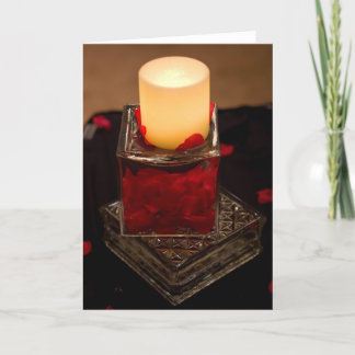 Cartes Pour Fêtes Annuelles Bougie et pétales de rose