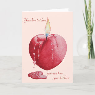 Cartes Pour Fêtes Annuelles bougie rouge en forme de coeur avec verset