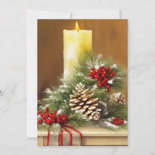 Cartes Pour Fêtes Annuelles Bougies baies et cônes de pin budget Noël
