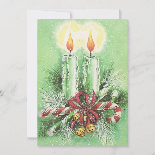 Cartes Pour Fêtes Annuelles Bougies, cloches et Sucres de canne de Noël (Devant)