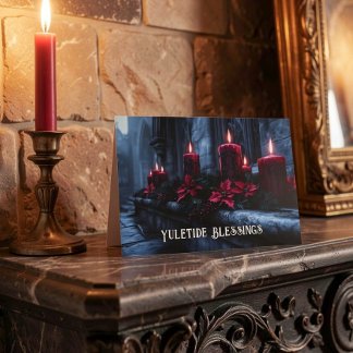 Cartes Pour Fêtes Annuelles Bougies de Noël gothiques Yuletide Blessings