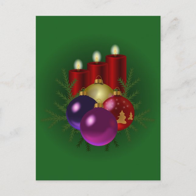 Cartes Pour Fêtes Annuelles Bougies de Noël Green Holiday (Devant)