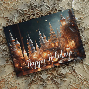 Cartes Pour Fêtes Annuelles Bougies de Noël Village Gray Tablescape
