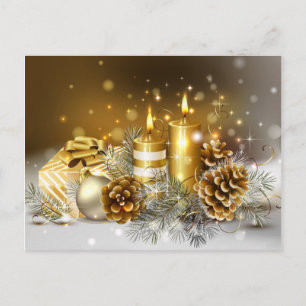 Cartes Pour Fêtes Annuelles Bougies d'or Joyeux Noël