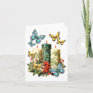 Cartes Pour Fêtes Annuelles Bougies magiques de Noël avec papillon de Noël