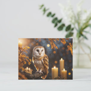 Cartes Pour Fêtes Annuelles Bougies mystiques de l'équinoxe d'automne Chouette