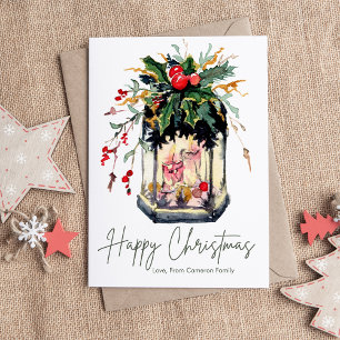 Cartes Pour Fêtes Annuelles Bougies plates à feuillage moderne élégant pour No
