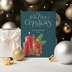 Cartes Pour Fêtes Annuelles Bougies Rouges Élégantes Noël Plat