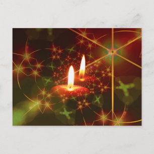 Cartes Pour Fêtes Annuelles Bougies vertes et rouges de l'Avent de Noël avec é