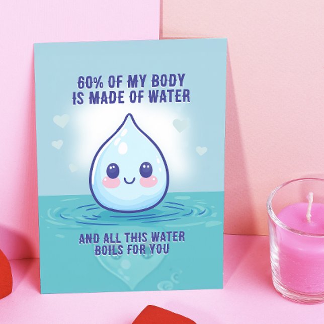 Cartes Pour Fêtes Annuelles Bouillonnement avec amour - Jolie gouttelette d'ea (This Valentine's card is scientifically adorable! )
