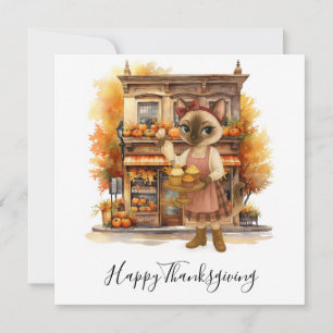 Cartes Pour Fêtes Annuelles Boulangerie de chats d'automne sur le thème de Tha