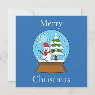 Cartes Pour Fêtes Annuelles Boule à neige avec bonhomme de neige et pin   Pers