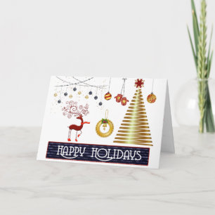 Cartes Pour Fêtes Annuelles Boule blanche et dorée avec neige Joyeux Noël