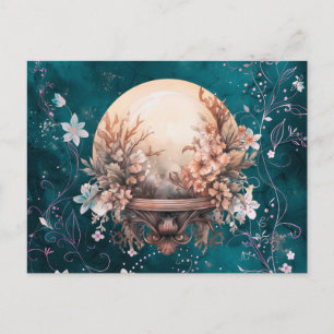 Cartes Pour Fêtes Annuelles Boule de cristal bohème floral vert Halloween