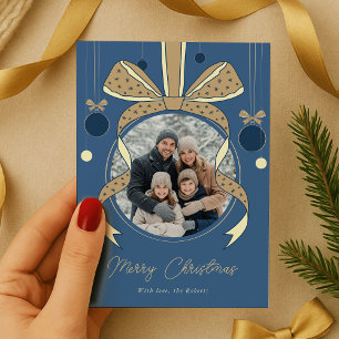 Cartes Pour Fêtes Annuelles Boule de décoration de Noël à arc unique Photo uni