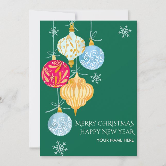 Cartes Pour Fêtes Annuelles Boule de Noël aquarelle (Devant)