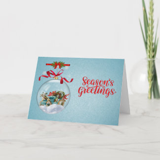 Cartes Pour Fêtes Annuelles Boule de Noël Classique Texte Intérieur Personnali