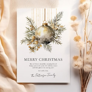 Cartes Pour Fêtes Annuelles Boule de Noël dorée aquarelle sans photo