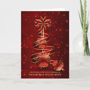 Cartes Pour Fêtes Annuelles Boule de Noël Golden Sparkle Message d'entreprise