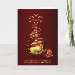 Cartes Pour Fêtes Annuelles Boule de Noël Golden Sparkle Salutation d'entrepri