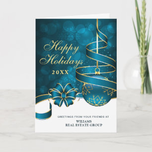 Cartes Pour Fêtes Annuelles Boule de Noël Golden Sparkle Salutation d'entrepri