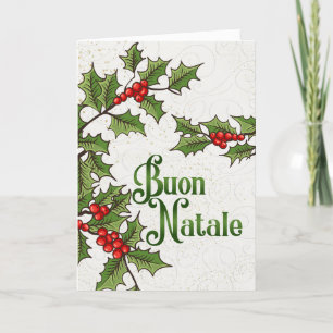 Cartes Pour Fêtes Annuelles Boule de Noël italienne Natale Holly Berries